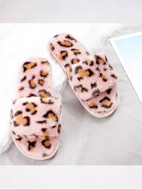 Leopard Soft Plush Fuzzy Non-Slip Slippers (4 Pairs)